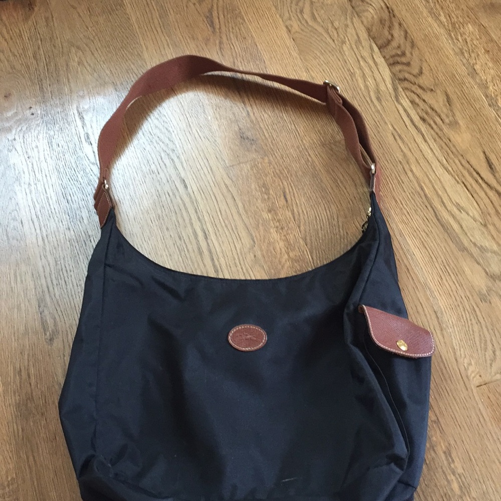 Longchamp Black and Brown Crossbody Bag